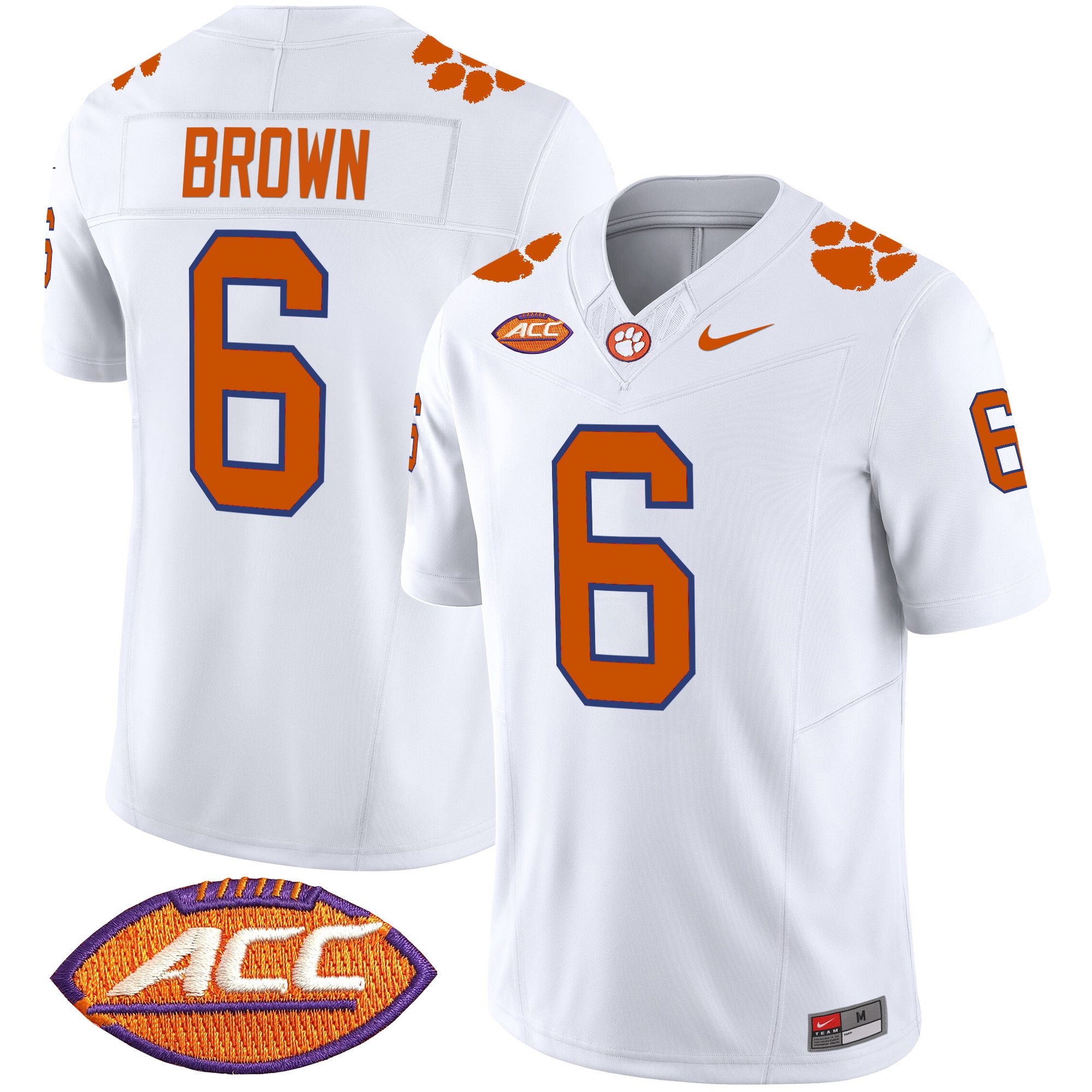 Men Clemson Tigers #6 Brown White 2024 Nike Vapor Limited NCAA Jersey